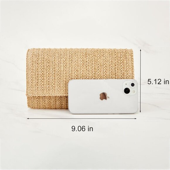 Women Straw Woven Clutch Purse Handbag Summer Beach Crossbody Bag - Picture 7 of 9